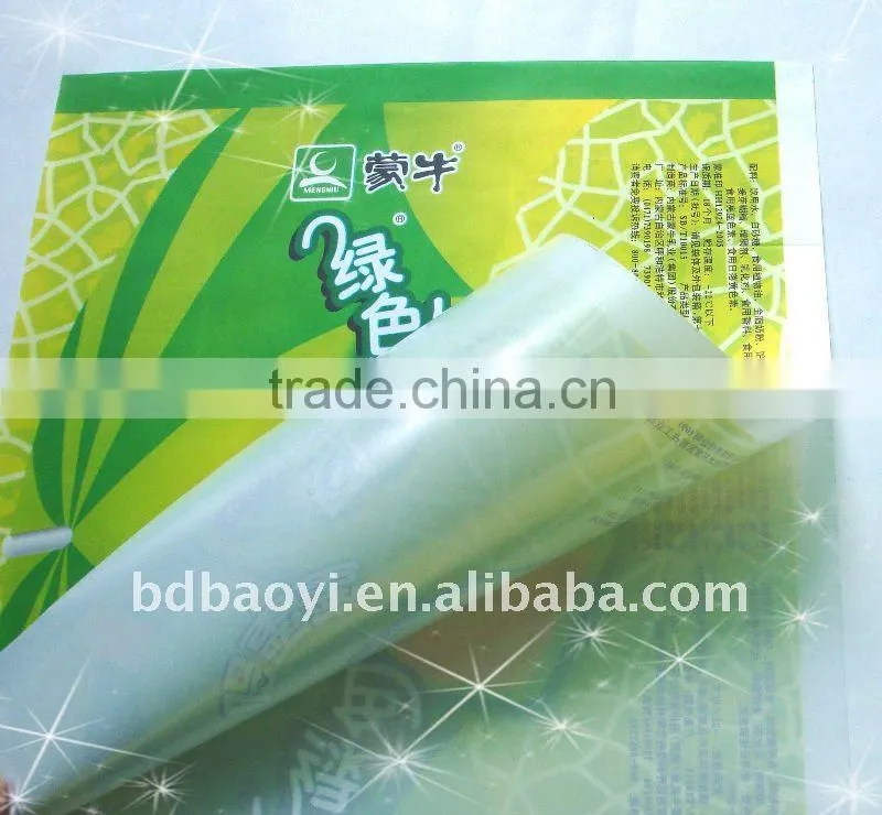 Plastic packaging bag and film for ice cream