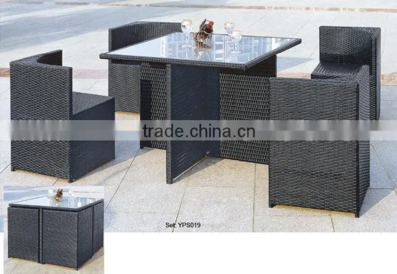 Long glass table and 6 chairs pool patio bar furniture set YC088 YT37