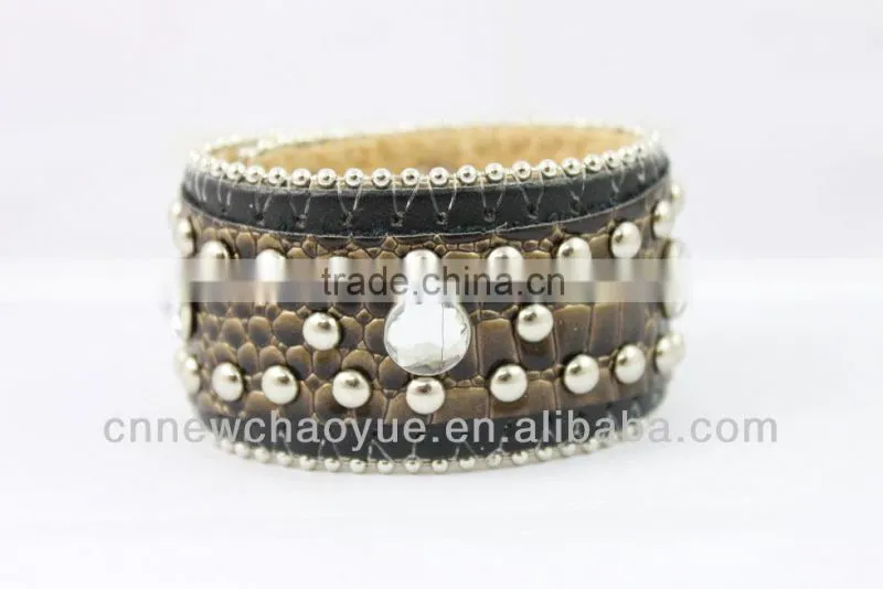Fashion leather cord wrapped beraded bracelet cheap prices
