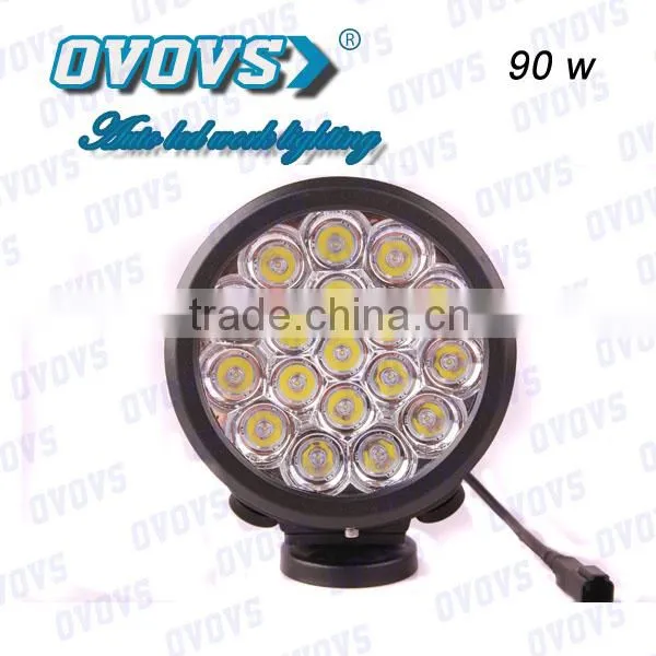 Round flood/spot beam 90w led tractor working light, 8100lm led driving light for truck, atv 4x4 car accessories