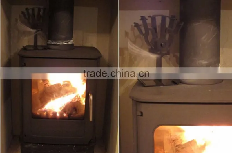 Voda 2 Blade Heat Eco Stove Fan Log Burner Fire Fan Wood Burning Black