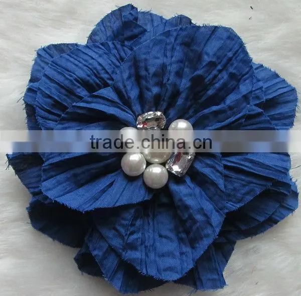 Women Flower Pearl Brooch Hair Clip Hair Pin Faric Flower Artificial flowers