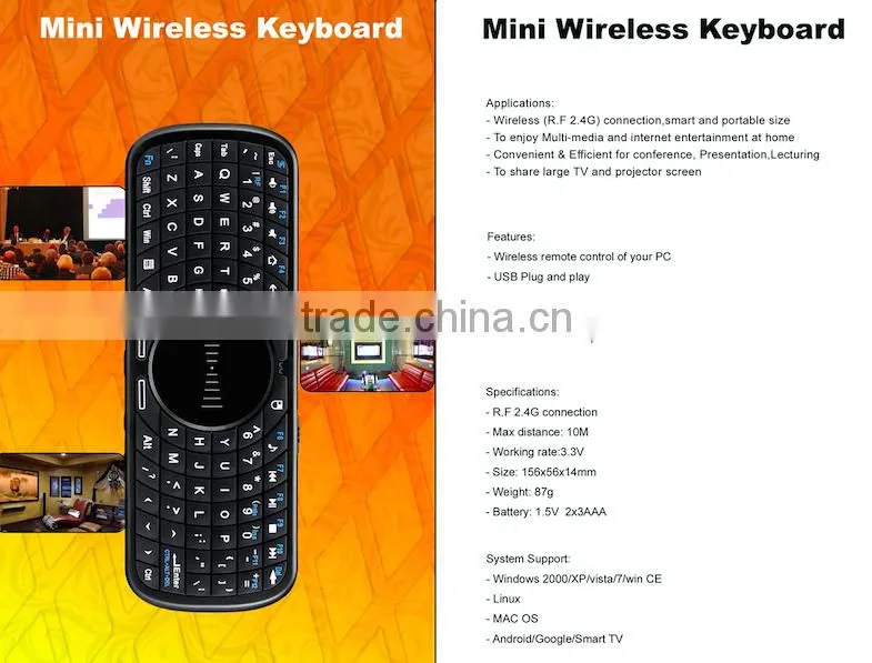 2.4G RF Air Mouse Keyboard Remote Control For Smart TV Samsung