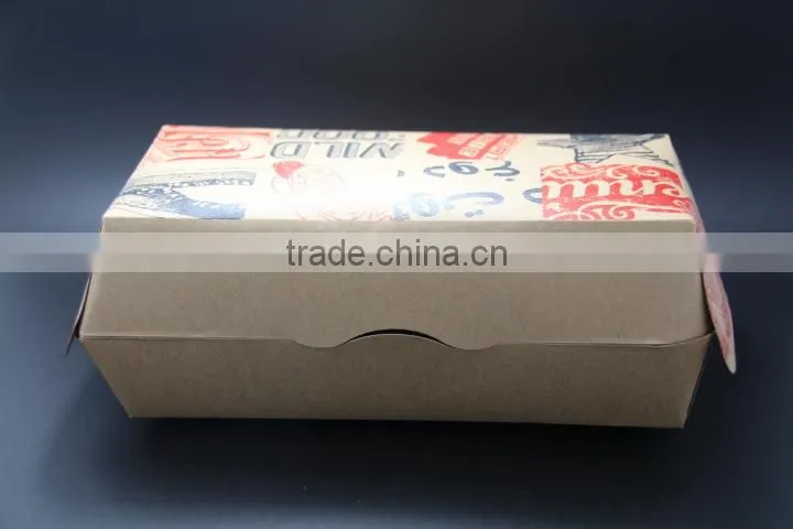 Custom logo take out brown kraft packing paper food grade pail/ box