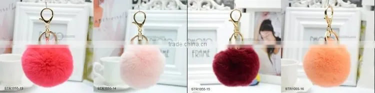 20 Colors 8cm Genuine Rex Rabbit Fur Ball Pom Pom Keychain Fur Ball Keychain