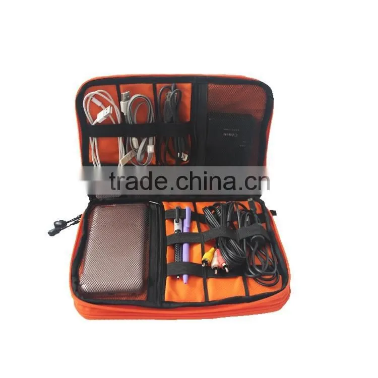 New fashion double layer cable organizer travel bag usb cable packaging hard drive bag