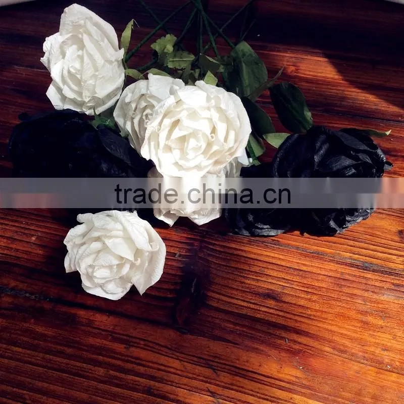 handmade paper rose, funeral decoration flower, black rose