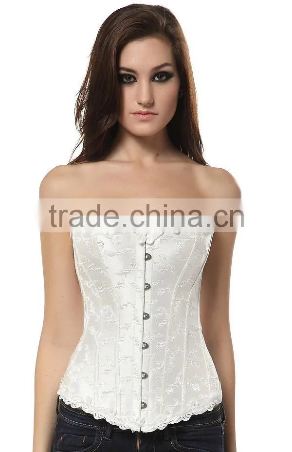 Sexy Lace Ruffled Brocade Floral Steampunk Corset Overbust Steel Boned Corset
