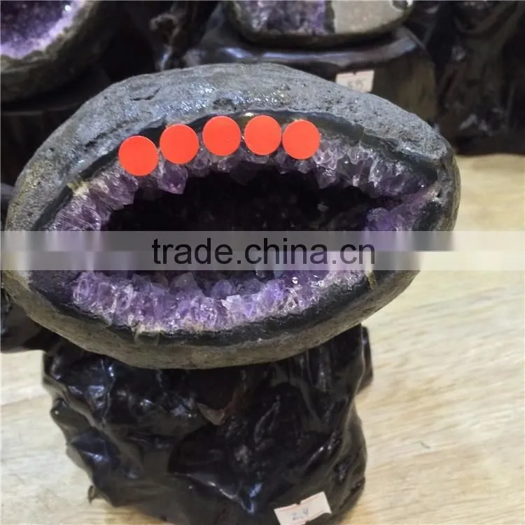 Natural Rock Amethyst Geode Brazilian Crystal Ornaments Wholesale