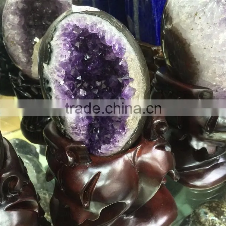 Natural Amethyst Geode Dragon Egg Crystal Geode For Sale