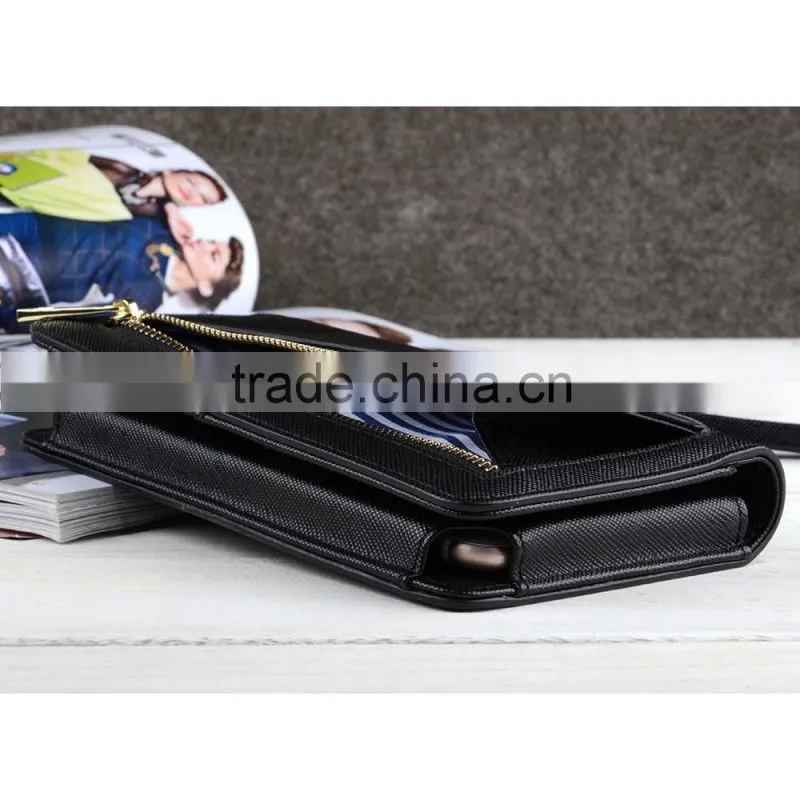 C&T Wallet Purse Clutch Folding Cover Shoulder Strap PU Leather Cases for Apple iPhone 7