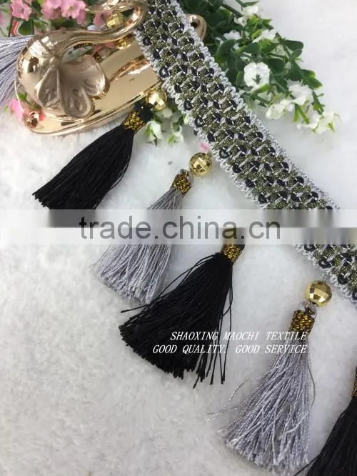 wholesale tassel fringes with two different colors for Home Textile Accessory