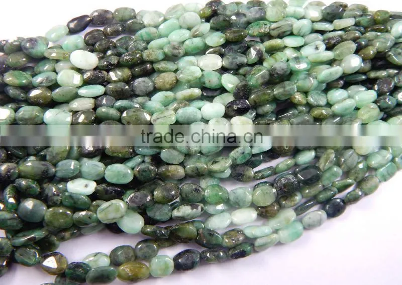 NATURAL SHADED EMERALD OVAL SHAPE BEADS