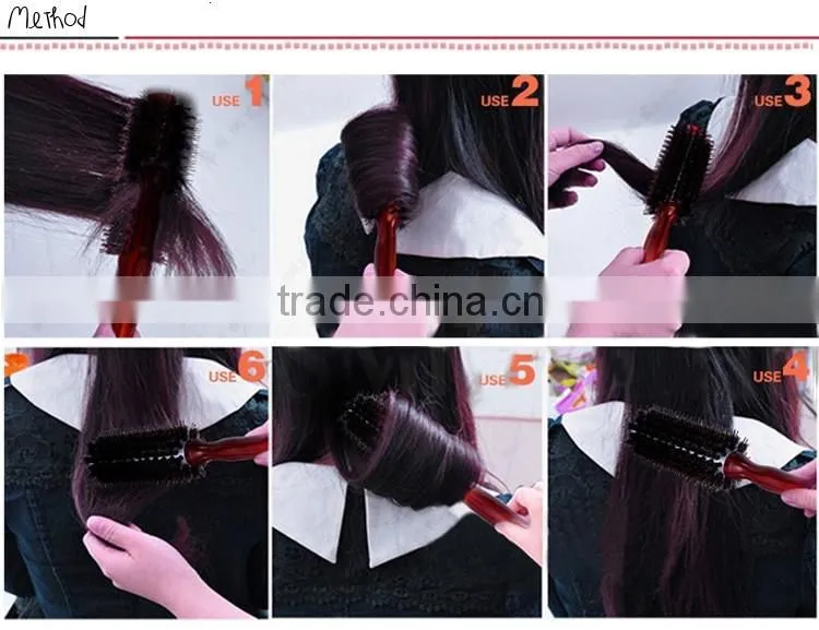 Roll Hair Care Brush Hairdressing Styling Curly Comb With Wooden Handle