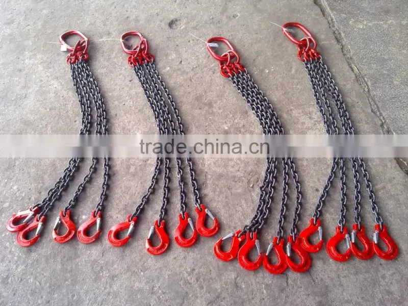 high quality safety snatch hook 4 legs lifting chain