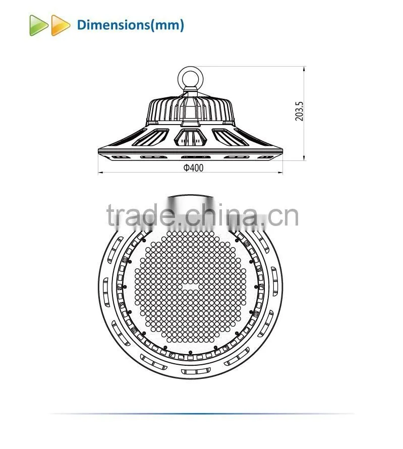 2016 AL6063 2700K 2700lm 200w UFO led high bay light with Meanwell driver for factory