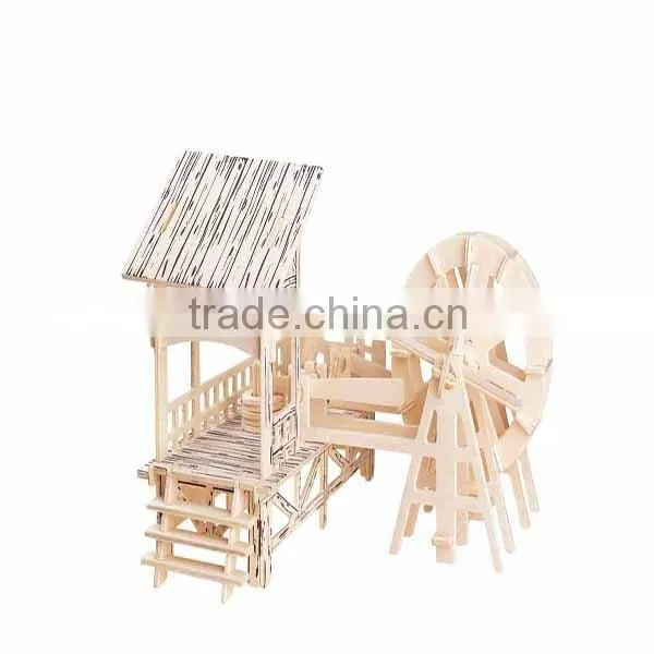 Environmental Material 3D Wooden Puzzle Safe for Children! 3D Puzzle Water Mill