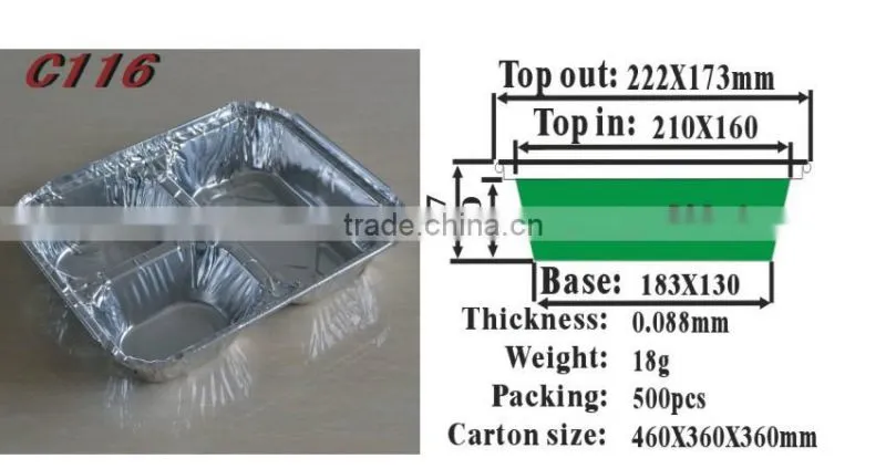9 inches 3-compartment foil box C116