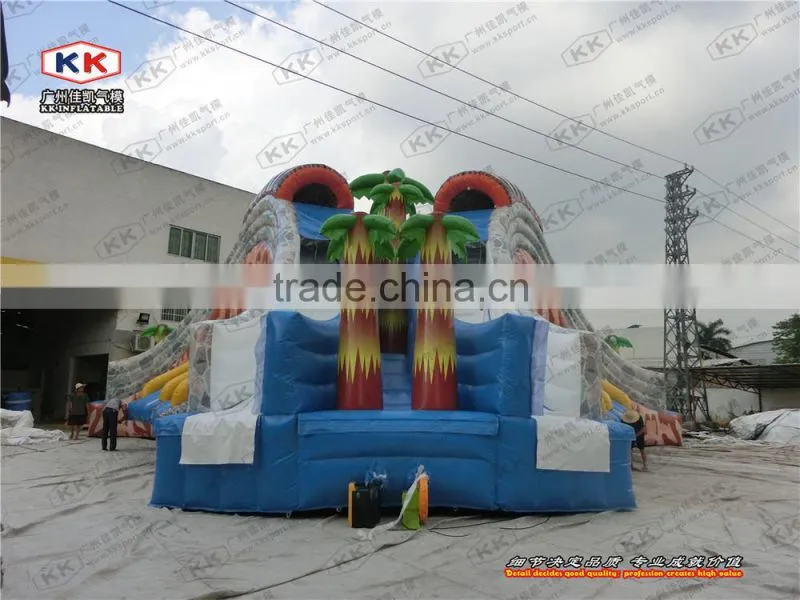Jungle Theme Inflatable Wet Slide For Seaside used adventure zone
