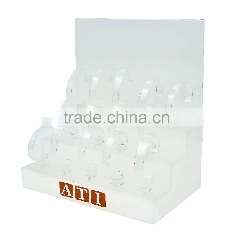 Hongkong ATI three line custom-built clear acrylic watch display