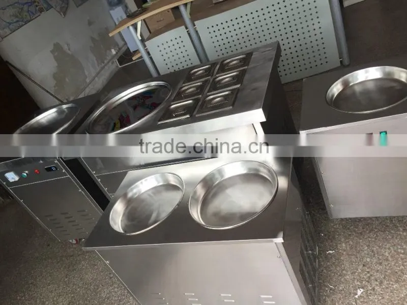 commercial rental double double pan frozen yogurt fried ice cream roll machine for sale