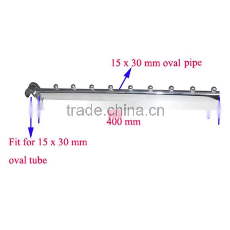 Chrome Oval Tube Slanting Tube Clothes Hanging Metal Display Hooks with Ball Stopper