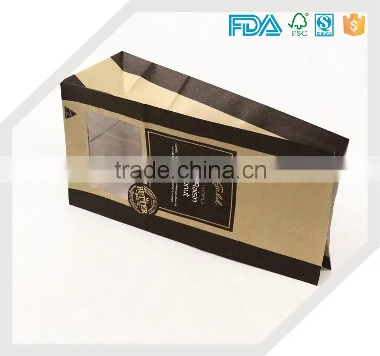 Standard FDA custom printing gold stamping logo side gusset kraft paper bag