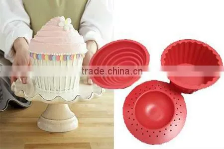 High quality Non-stick Silicone Jumbo Cupcake Mold With Cover