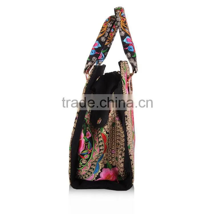 2015 new arrival canvas embroidery bag handmade national handbag