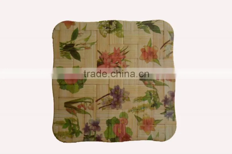 Lovely Bamboo Color Wave Square Wood Coffee Cup Heatting Tea Trivet Mat Set - ruby@smxingyuan.com