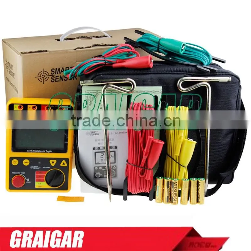 Smart Sensor AR4105A Digital Earth Resistance Tester Meter 0-200 Ohm 2/3Lines
