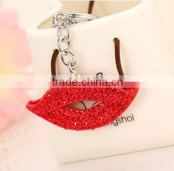 2014 Hot Selling Red Sexy Rhinestone Lib Key Chain, Gift Bag Pendant ZTKC-115