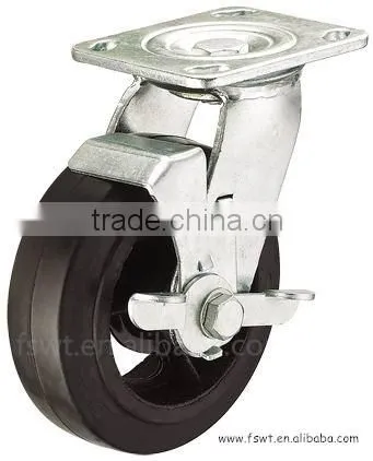 Medium duty 4 Inch Industrial Black Rubber Caster Wheels