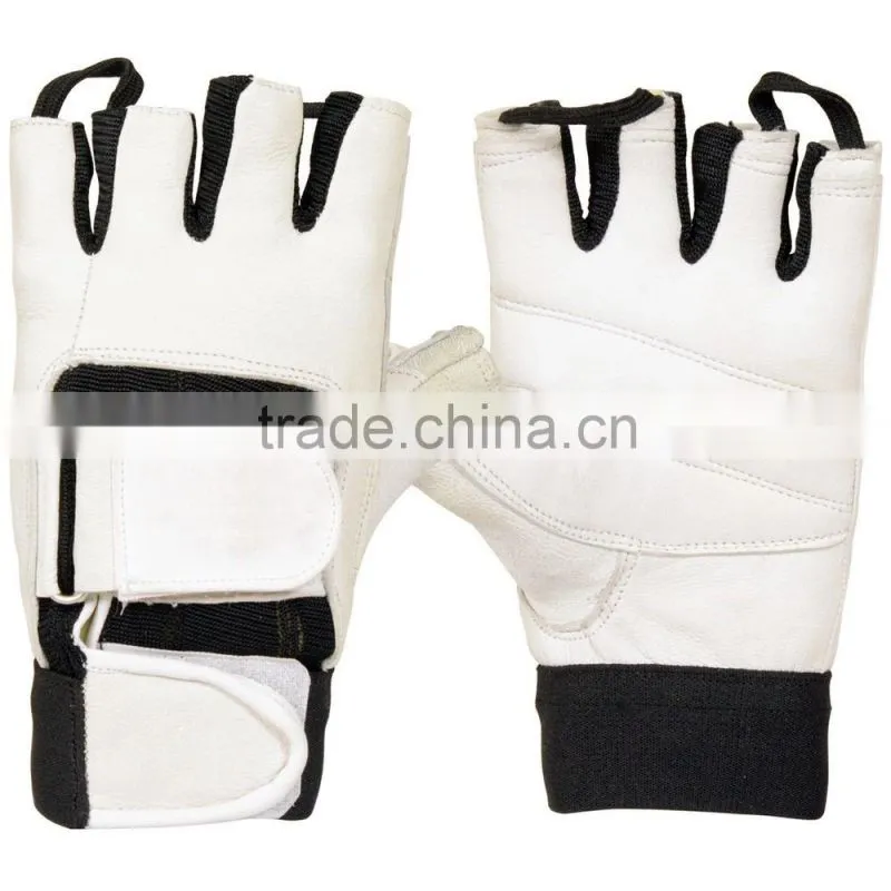 Weight Lifting Leather Padded Gloves, Training Gym Exercise Gloves