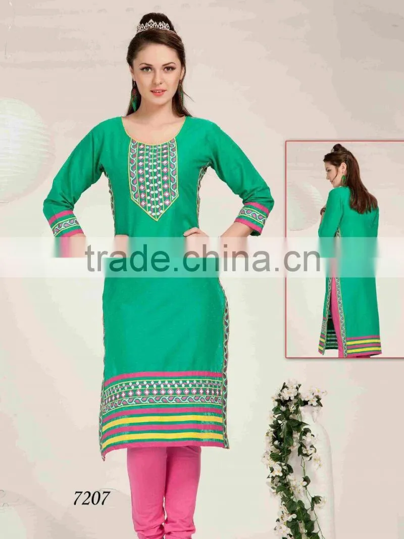 Designer Silk Embroidered KURTI-TUNIC-TOP-KURTA