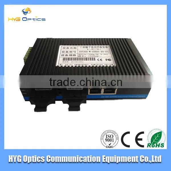 oem 10/100/1000M Industrial Ethernet Fiber Media Converter, 1 fiber port + 2 RJ45