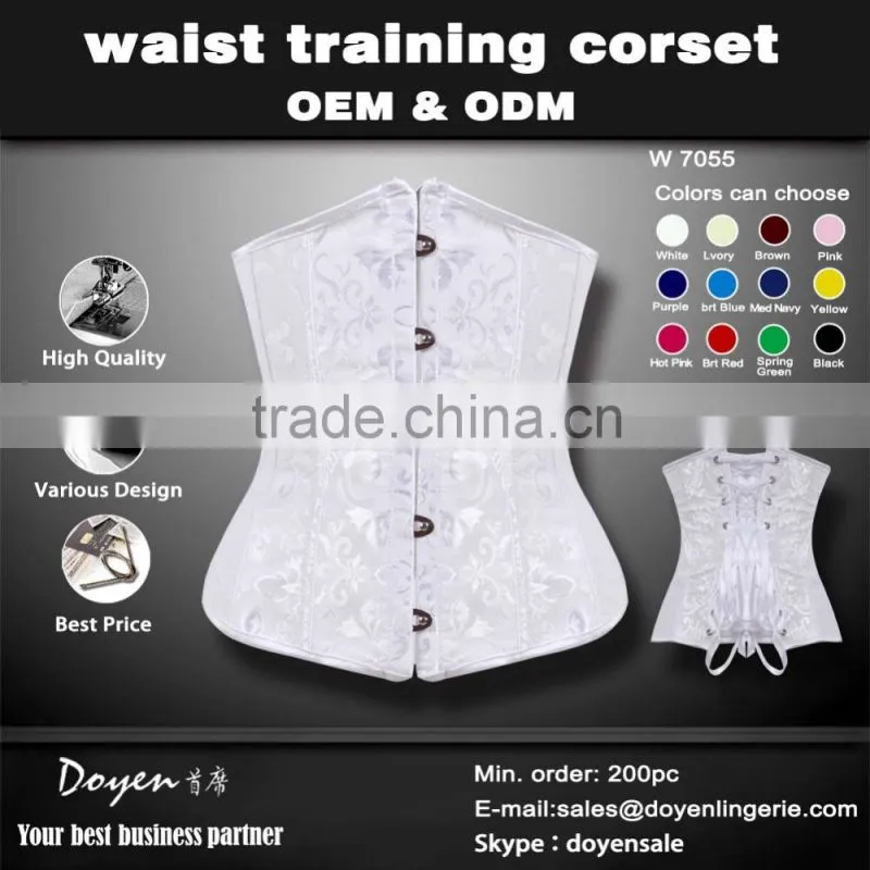 multiple color brocade fabric your own brand underwear steel boning underbust corset waist training