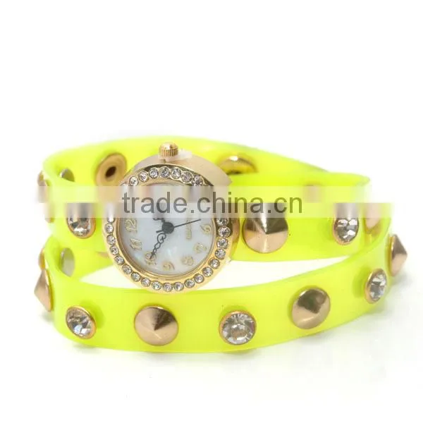 New design product lady crystal silicone bracelet watch