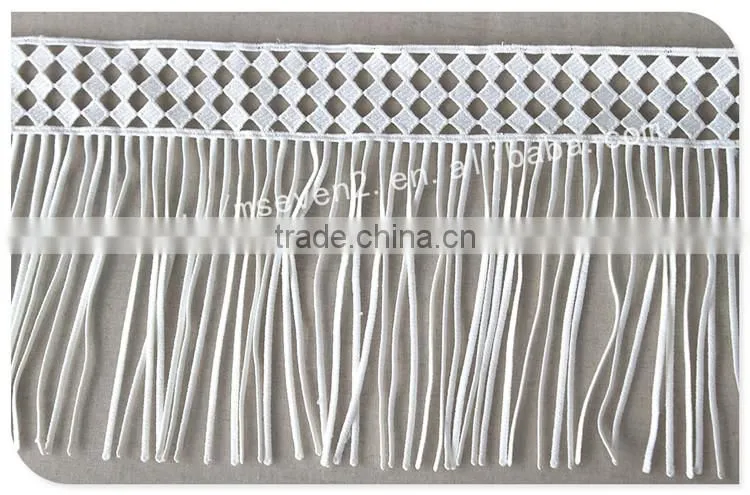 Newest design 19cm width polyester crochet fringe trim for garment/bag