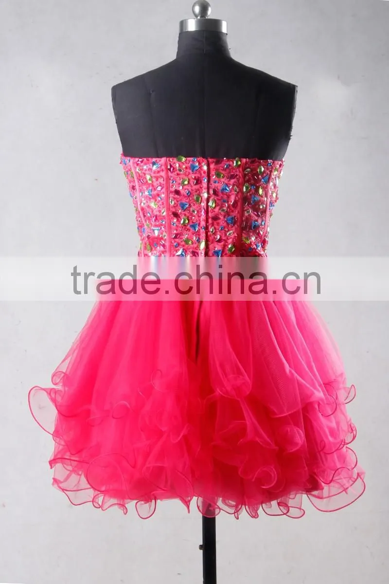 J-0094pink high quality luxury bling bling sexy crystal and sequin cooktail dresses