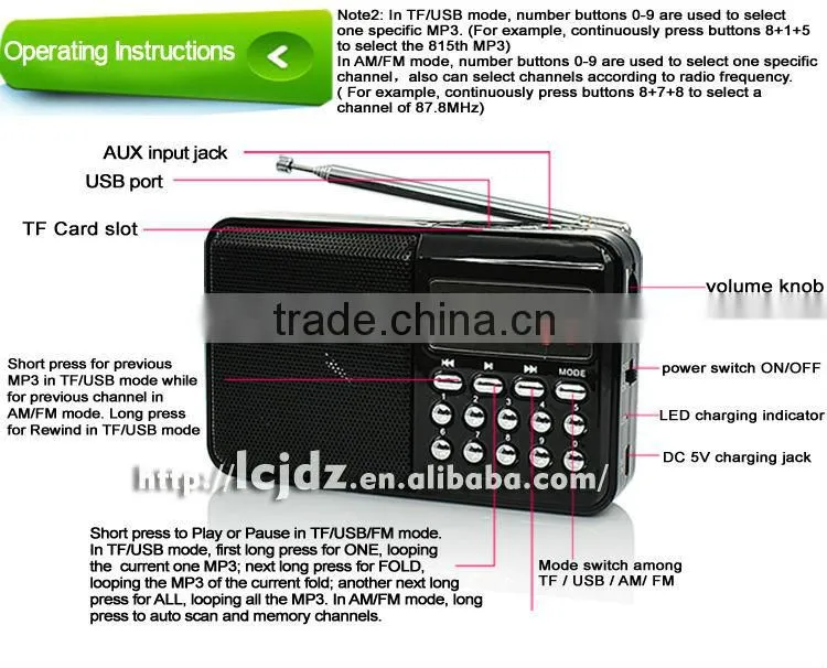 L-988AM Portable mini mp3 radio, mini am/fm radio mp3 player