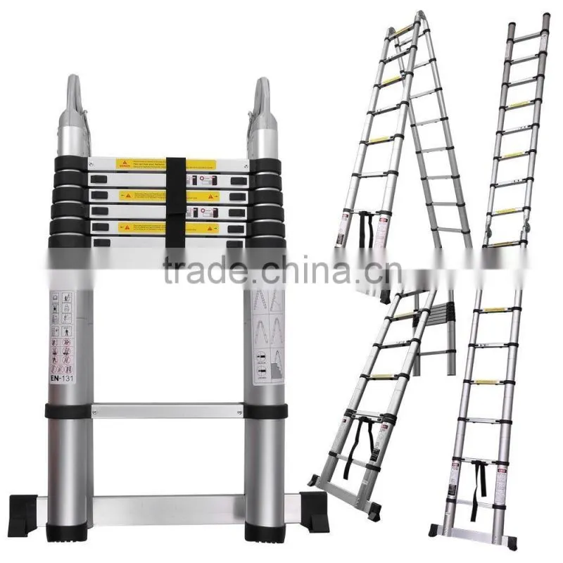3.2m,3.85m ,4.4m,5m Telescopic Ladder with Unique Integral Safety Stabiliser and Heavy Duty Carry Bag