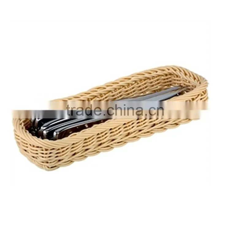 Restaurant or home used food testing plastic wicker woven cutlery holder