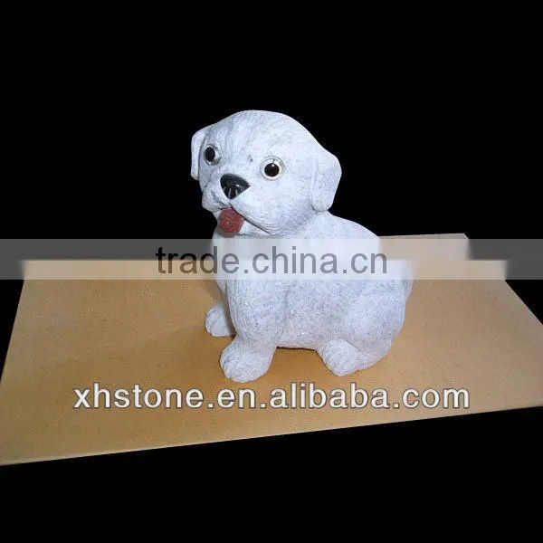 A lovely little white stone dog statue