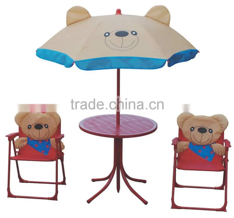 Cheap kids folding beach chair and table with umbrella