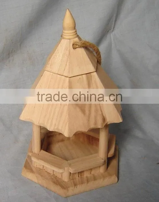 Unfinished custom wooden bird house, feeder, cage