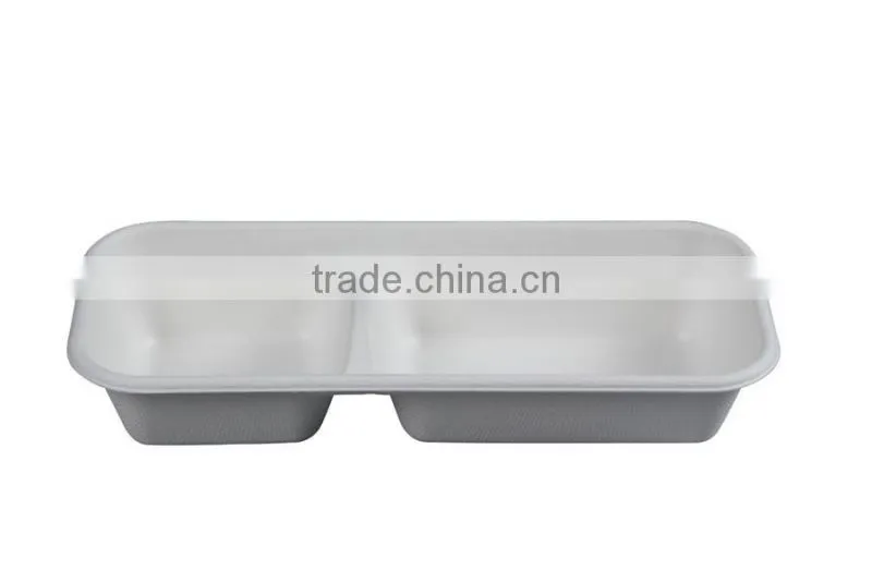 Sugarcane square container with PET lid 2 compartment