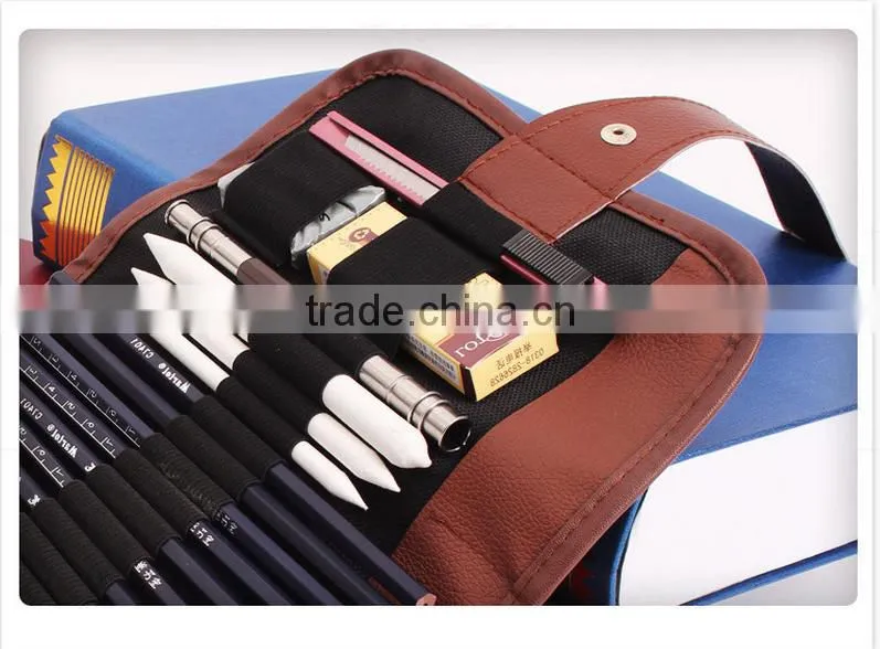 Factory Wholesale Drawing Sketching 36 Pieces Canvas Roll Up Pencil Case