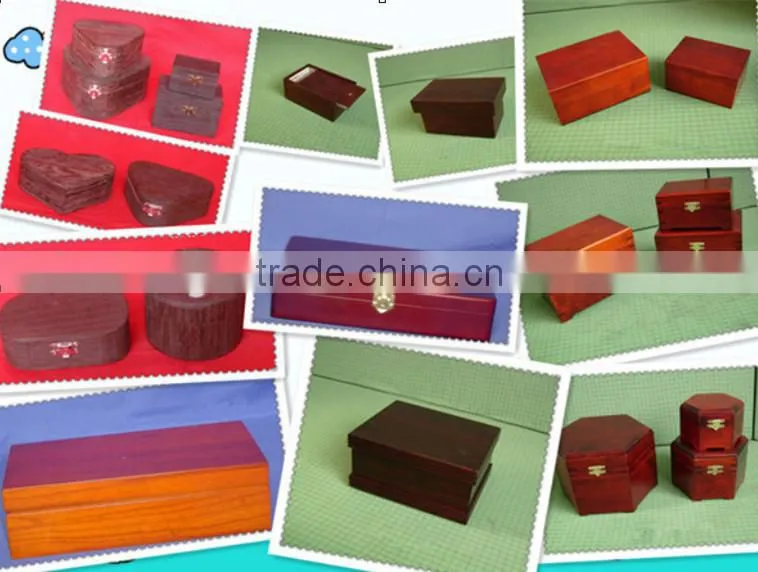 Exclusive luxury new arrival handmade customized art minds red color wooden packing box with hinge wholesale