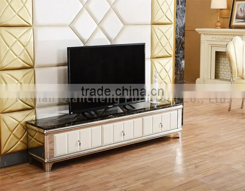 Good price stainless steel mobile black marble tv stand